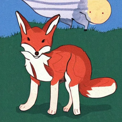 Prompt: savage fox snarls as it leaps towards a rabbit boy hybrid