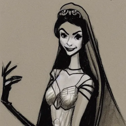 Image similar to milt kahl sketch of victoria justice as princess padme from star wars episode 3