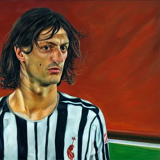 Prompt: high quality high detail painting by lucian freud, hd, portrait of paolo maldini