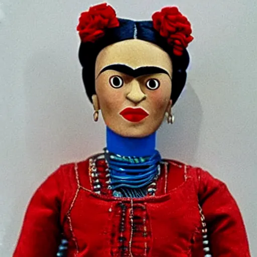 Image similar to Frida Kahlo as a cyborg , doll