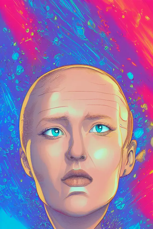 Image similar to portrait of jewel heartshaped inflated head dreamer in the style of Rob Lefield and Dan Mumford , trending on artstation, digital art,surrealism ,macro,blueprint ,vaporwave ,