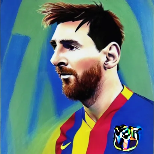 Image similar to a true-to-life portrait of Lionel Messi painted by Raphael