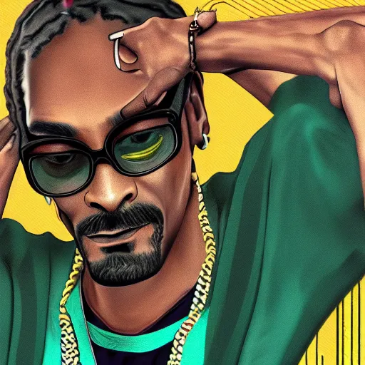 Image similar to Snoop dogg as a character in grand theft auto San andreas, old game, digital art, 8k