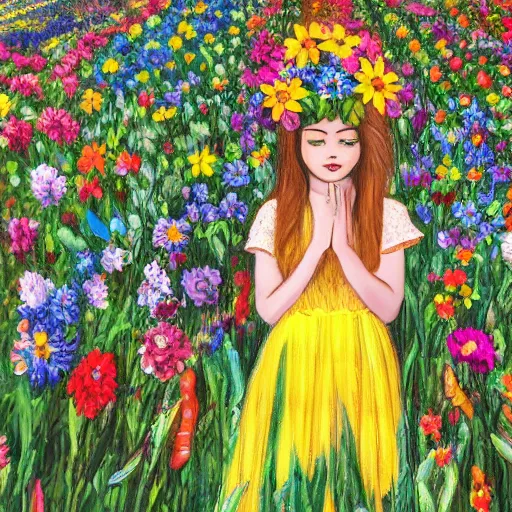 Image similar to flowerheaded girl in flowerfield