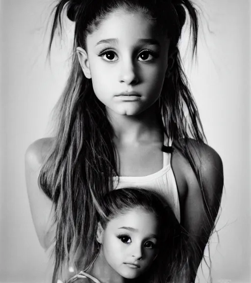 Prompt: award winning photo of Ariana Grande, symmetrical face by Sally Mann