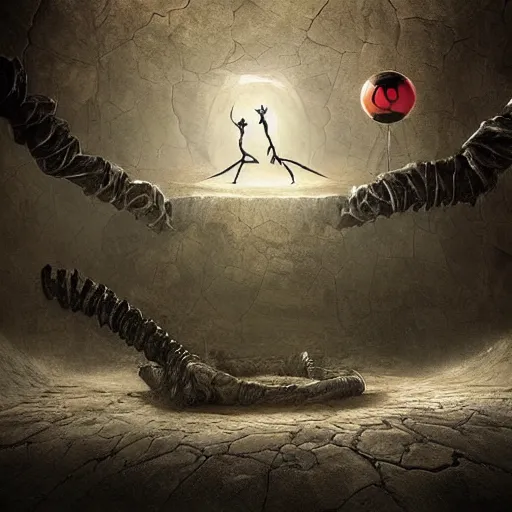 Prompt: michal karcz surrealism drawing of end of time. , in the style of jack skellington, in the style of a clown, loony toons style, horror theme, detailed, elegant, intricate, 4k, Renaissance painting