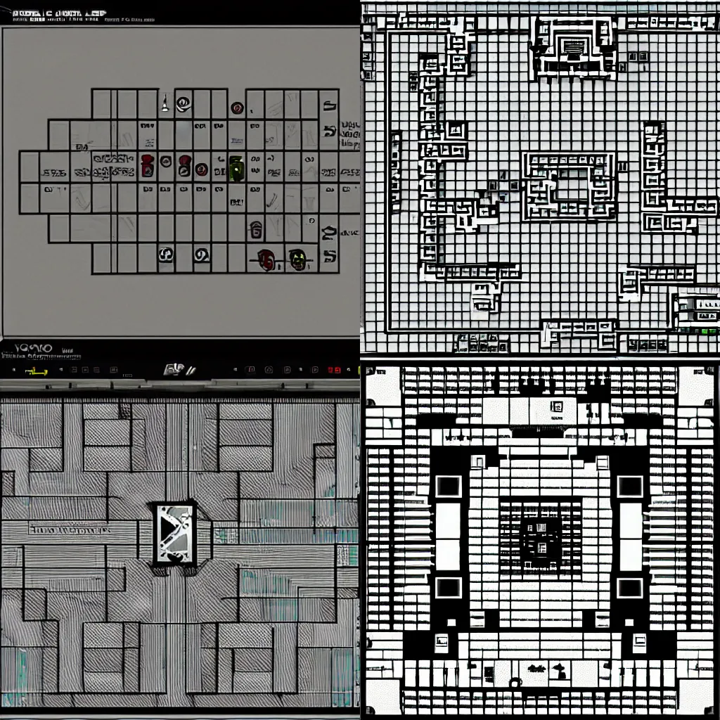 Prompt: level map for doom e 1 m 1, video game map, black on white, cad - style