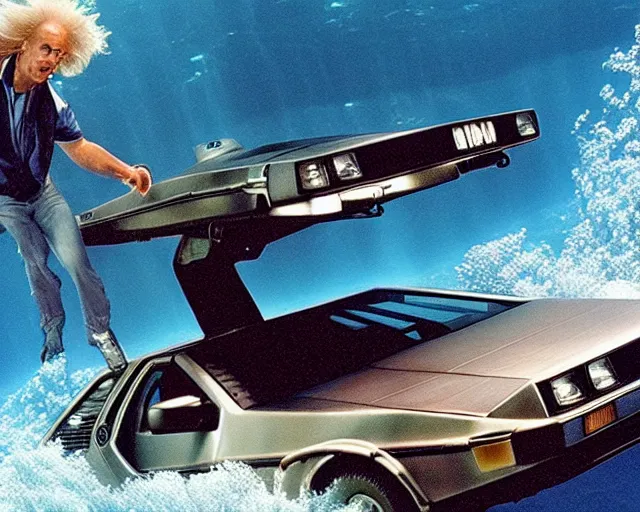 Image similar to doc brown and the delorean underwater