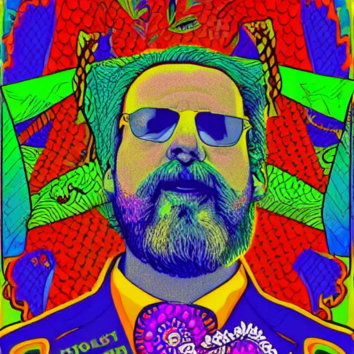 Image similar to Geoff Dude Lebowski LSD blotter art