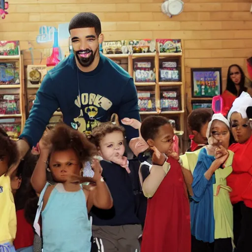 Image similar to drake performimg in a daycare