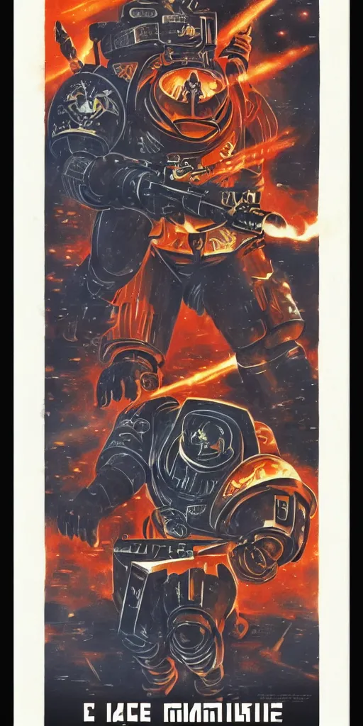 Prompt: astartes space marine in 1 9 6 0 soviet poster style