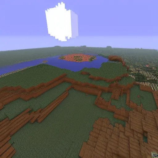 Image similar to overhead view of beautiful flat earth in style of morrowind minecraft, ultra detailed