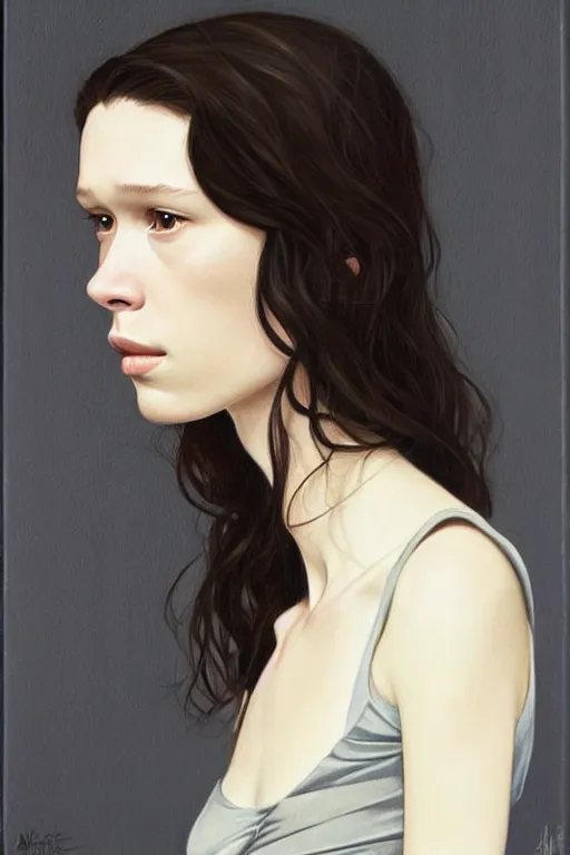 Image similar to a gallery artwork by Phil noto of Astrid berges frisbey; proportional face; beautiful face; lithe; wistful; symmetrical features