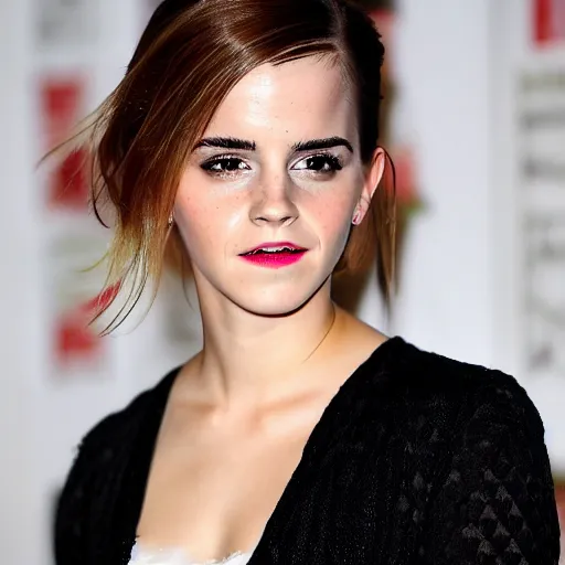 Prompt: emma watson a melanchonic photo of a beautiful young woman with cotton candy hair. with a little bit of gold and white