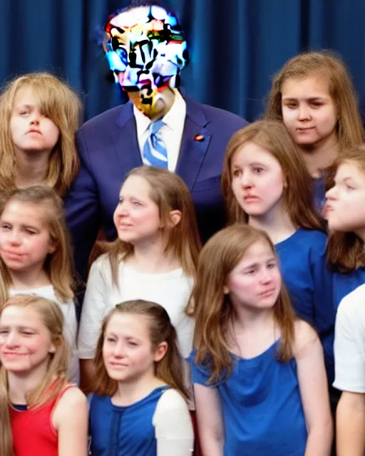 Prompt: joe biden sniffing women and young girls