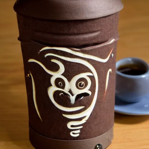 Image similar to lovecraftian eldritch abomination made of coffee, terrifying horrifying angst cup of coffee