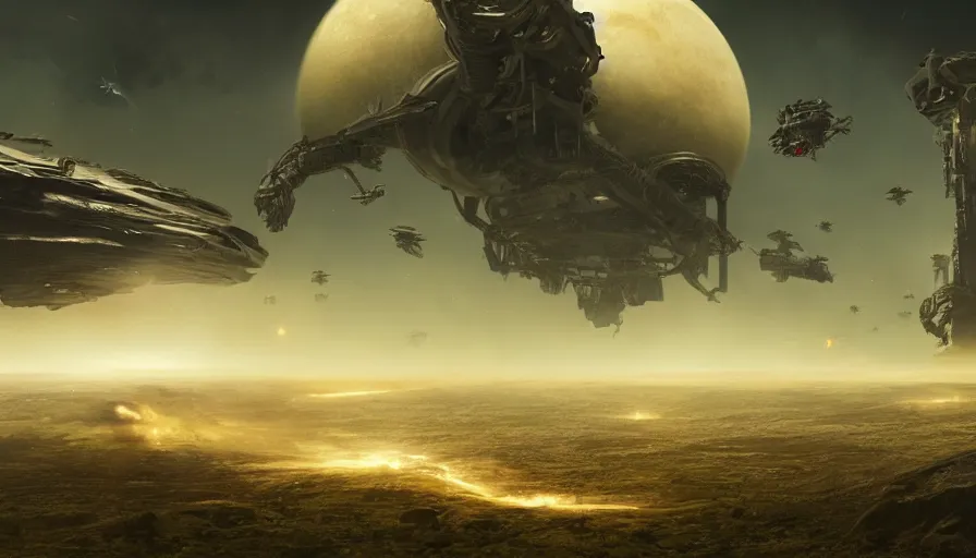 Image similar to Movie scene of a spectacular alien invasion on Earth, hyperdetailed, artstation, cgsociety, 8k