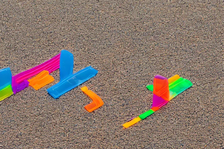 Prompt: windy racetrack made of translucent colorful plastic, 85mm