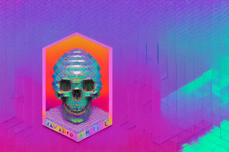 Prompt: muted vaporwave unreal ombre, sharp focus, strong lighting, clean lines, geometric iridescent repetitive voxel pattern floral oracle of skullpunk tarot card by simon stalenhag marvin mattelson cesar santos jean auguste jean ingres david wilkie eugene delacroix john frederick lewis vasily vereshchagin facial vibrant marker intricate illustrated unreal engine