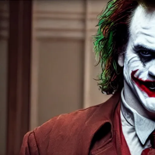 Image similar to nicolas cage as joaquin phoenix joker, screencap from joker movie, highly detailed