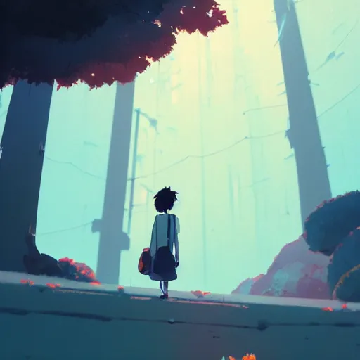 Image similar to thought i found a way, thought i found a way out, but you never go away, so i guess i gotta stay now, cory loftis, james gilleard, atey ghailan, makoto shinkai, goro fujita, studio ghibli, rim light, exquisite lighting, clear focus, very coherent, plain background