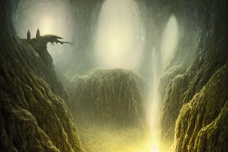 Image similar to amazing concept painting, by Jessica Rossier and HR giger and Beksinski, hallucination, garden of eden