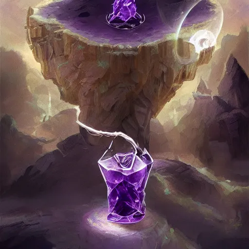 Image similar to Amethyst potion, inner light. Masterful fantasy concept art.