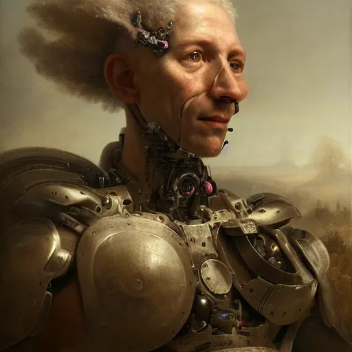 Image similar to ultra detailed, 4 k portrait of a cyborg man by rachel ruysch