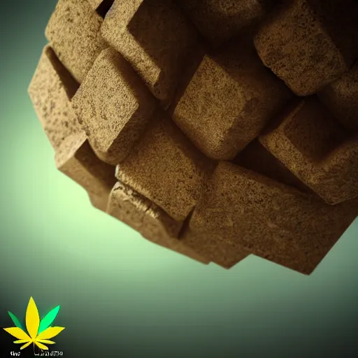 Image similar to a brick made out of cannabis marijuana, beautiful, octane render, nug pic, ray tracing, 8 k, unreal engine 5