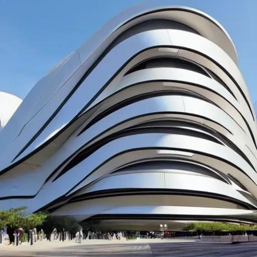 Prompt: a huge modern architecture building, futuristic