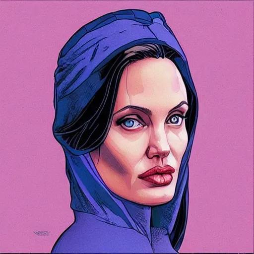 Image similar to “ angelina jolie retro minimalist portrait by jean giraud, moebius starwatcher comic, 8 k ”