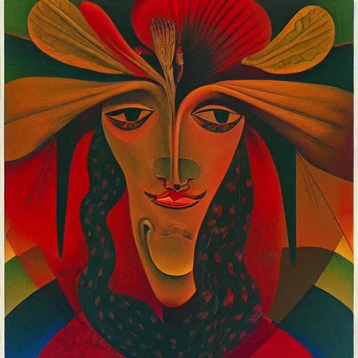 Image similar to floral face portrait by leonetto cappiello and wojciech siudmak and ernst fuchs, anni albers, oil on canvas