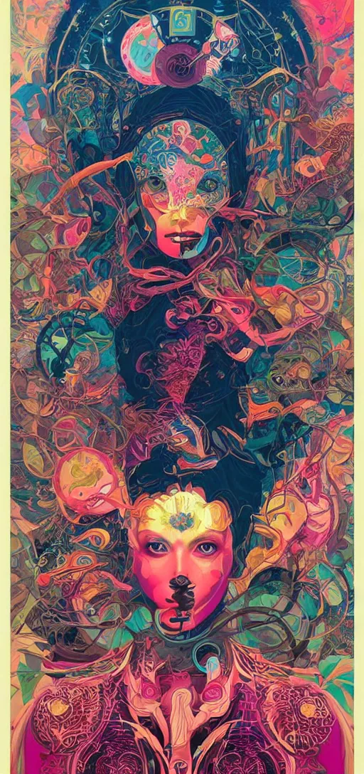 Image similar to tristan eaton, victo ngai, peter mohrbacher, artgerm portrait of a global consciousness. psychedelic. neon colors