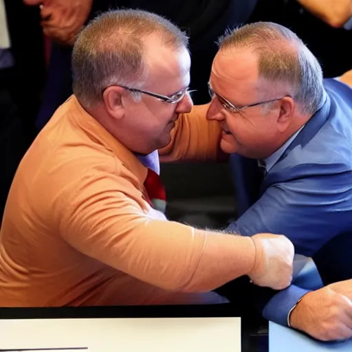 Image similar to scott morrison vs anthony albanese arm wrestle