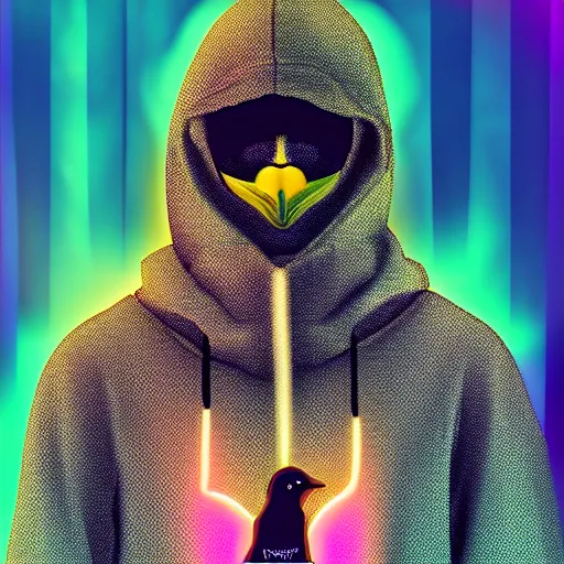 Prompt: penguin in hoodie, portrait, vaporwave, synthwave, neon, vector graphics, cinematic, volumetric lighting, f 8 aperture, cinematic eastman 5 3 8 4 film, photorealistic