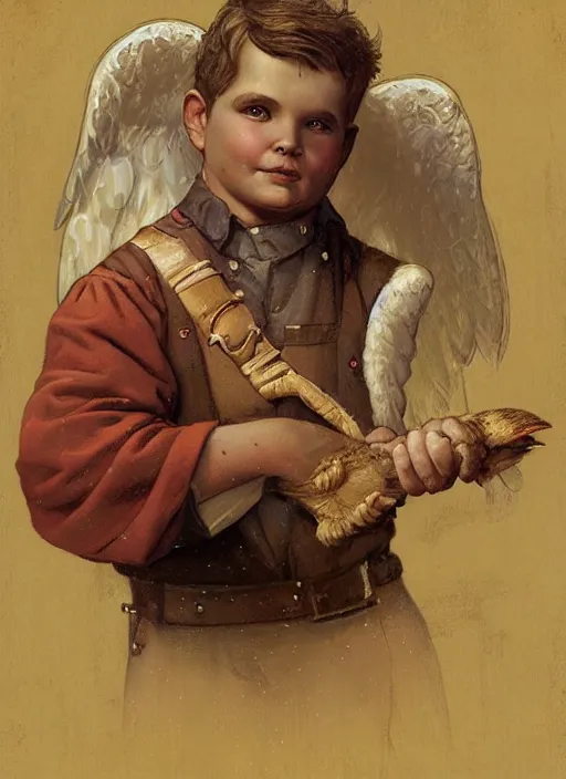 Prompt: a sacred portrait of chubby ohio farm boy g as the angel of manhood, art by william - adolphe bourgueareau and tom bagshaw and manuel sanjulian