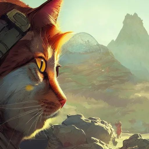 Image similar to ginger cat as apex legends character, digital illustration portrait design, by android jones and greg rutkowski, retrowave color scheme, detailed, cinematic lighting, wide angle action dynamic portrait