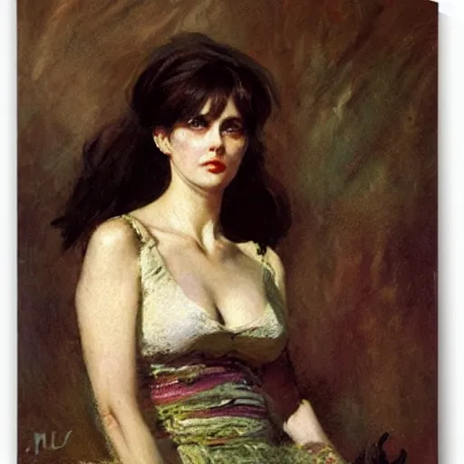 Image similar to portrait of a female demon, by nikolay makovsky.