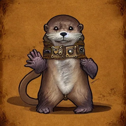 Image similar to an otter as a Dungeons and dragons wizard character art