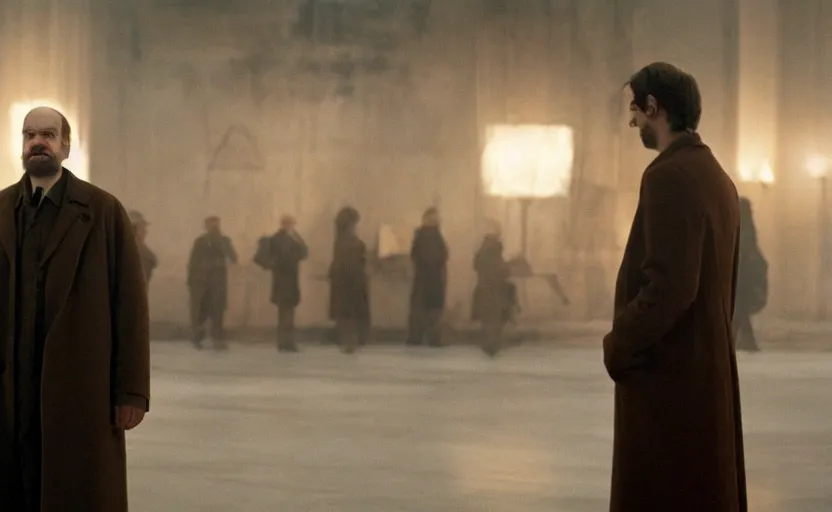 Image similar to Andrew Garfield as Lenin in 'CommUnism' (2003), movie still frame, oscar nominated cinematography, volumetric lighting, 8k resolution, beautiful composition