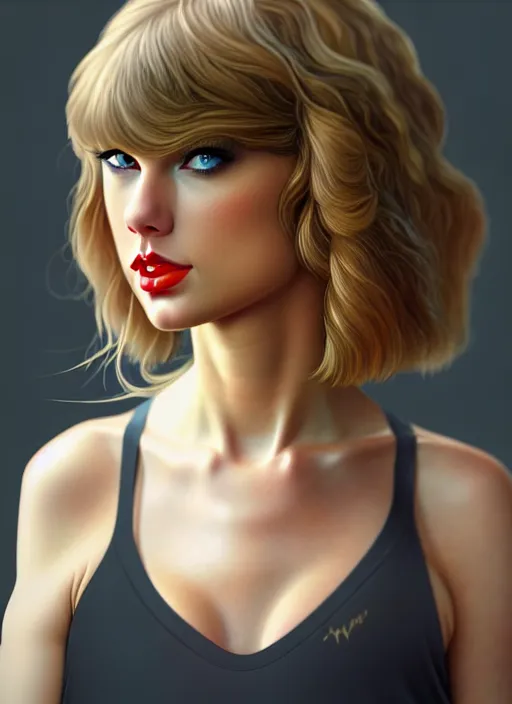 Image similar to 3 / 4 view of a portrait of taylor swift, evangelion, au naturel, hyper detailed, digital art, trending in artstation, cinematic lighting, studio quality, smooth render, frostbite 3 engine rendered, art style by klimt and nixeu and ian sprigger and wlop and krenz cushart