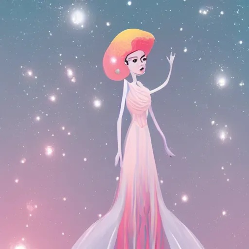 Prompt: space fantasy alien princess, elegant, ethereal