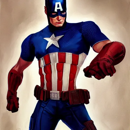 Image similar to full body concept art of Clint eastwood as Captain america, oil on canvas, in the style of J.C. Leyendecker, Ross Tran and WLOP, 4k