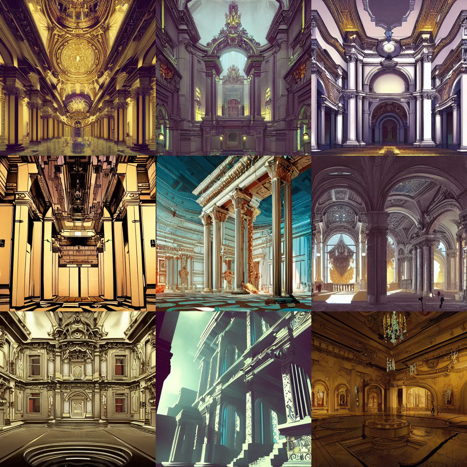Prompt: an extremely beautiful masterpiece architectural illustration in the baroque style of rez,