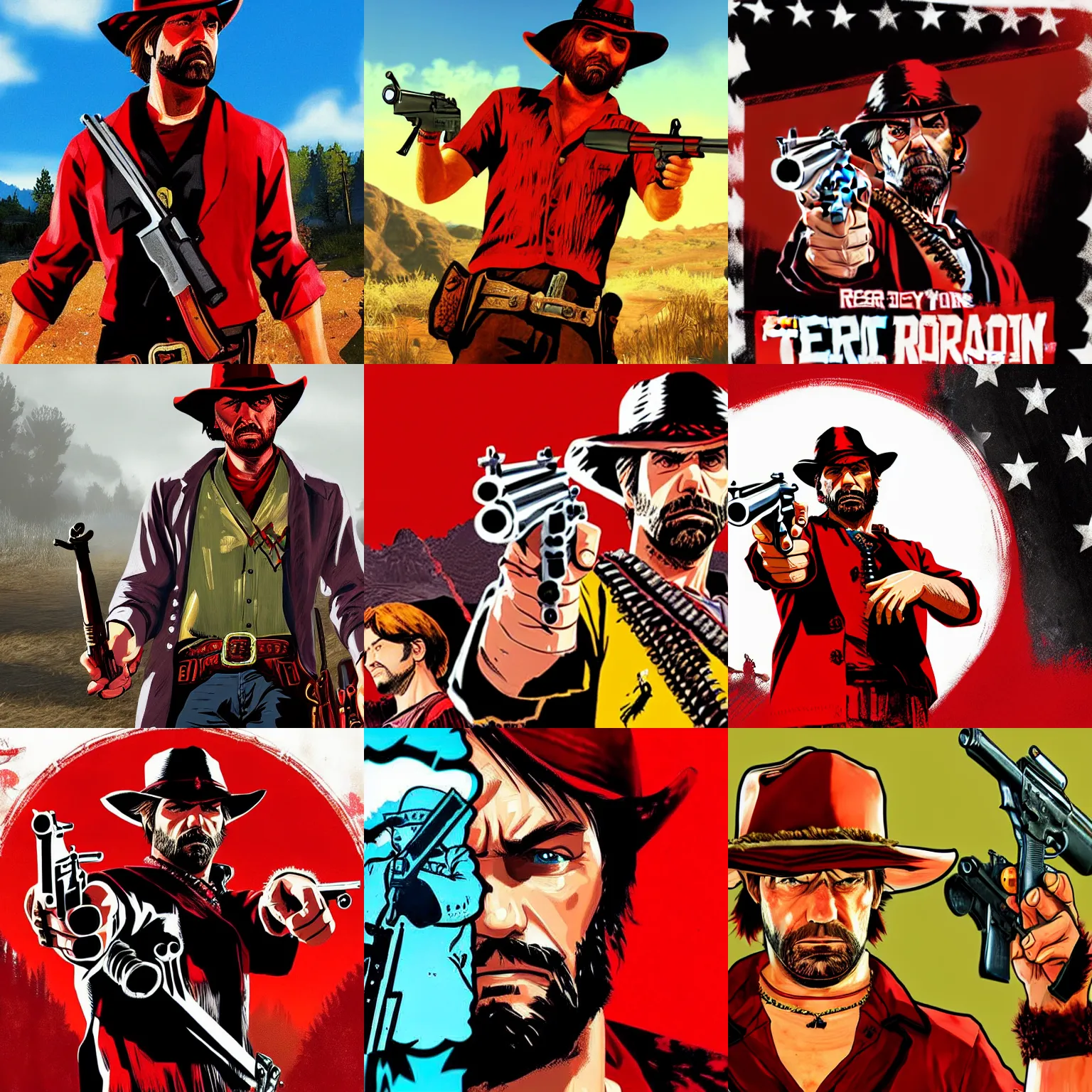 Prompt: Shaggy in red dead redemption covert art