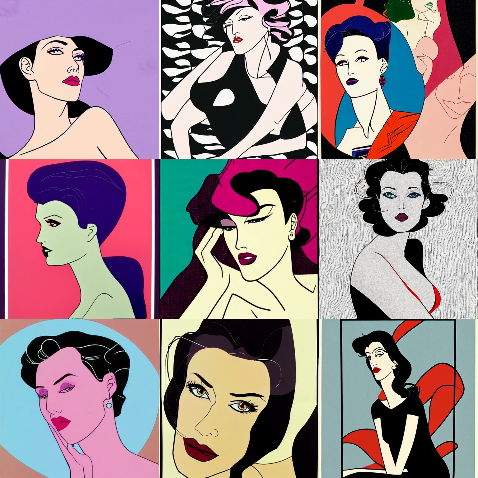 Prompt: art by patrick nagel of a beautiful woman,