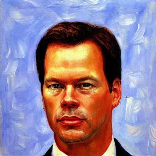 Image similar to “a detailed portrait of Mark Rutte, oil painting by Petrov-Vodkin”