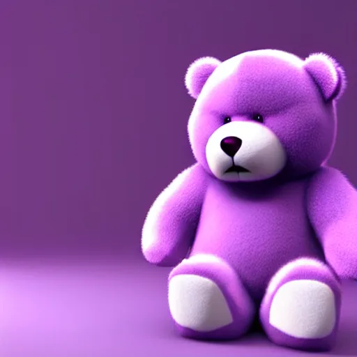 Prompt: high quality 3 d render very cute fluffy purple teddy bear, highly detailed, extremely cute adorable fluffy, unreal engine cinematic smooth, uhd 8 k, sharp focus