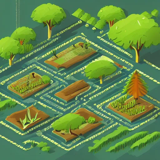 Prompt: beautiful isometric intricate forest, swamp, rain