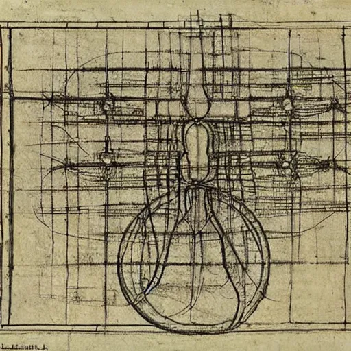 Image similar to leonardo da vinci sketches of neural networks architecture high resolution scans british museum collection